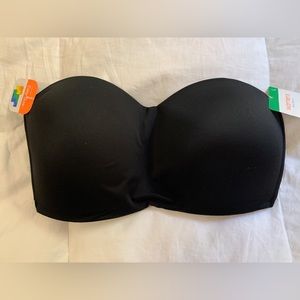 WARNERS BLACK WIRELESS LIGHTLY LINED STRAPLESS BRA NEW WITH TAGS SIZE L